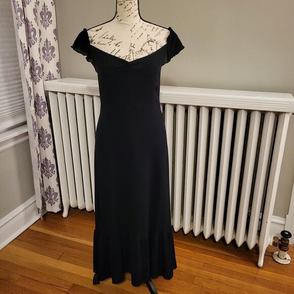 Reformation Butterfly Dress in Black, Off-Shoulder or On. So beautiful! Sz 12 - Picture 4 of 15